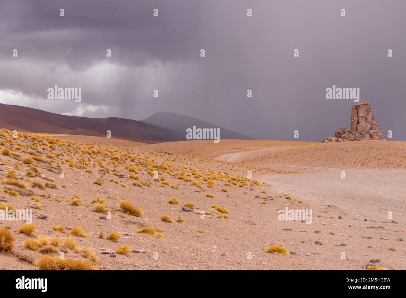 Rochers instables de Monjes de la Pacana au milieu du désert d'Atacama au Chili Banque D'Images
