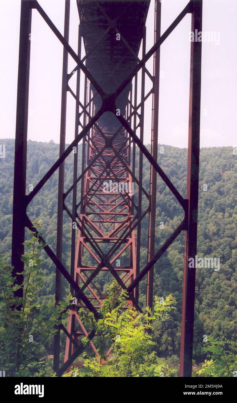 Midland Trail le pont New River s'étend. Grâce à des supports complexes, il est possible