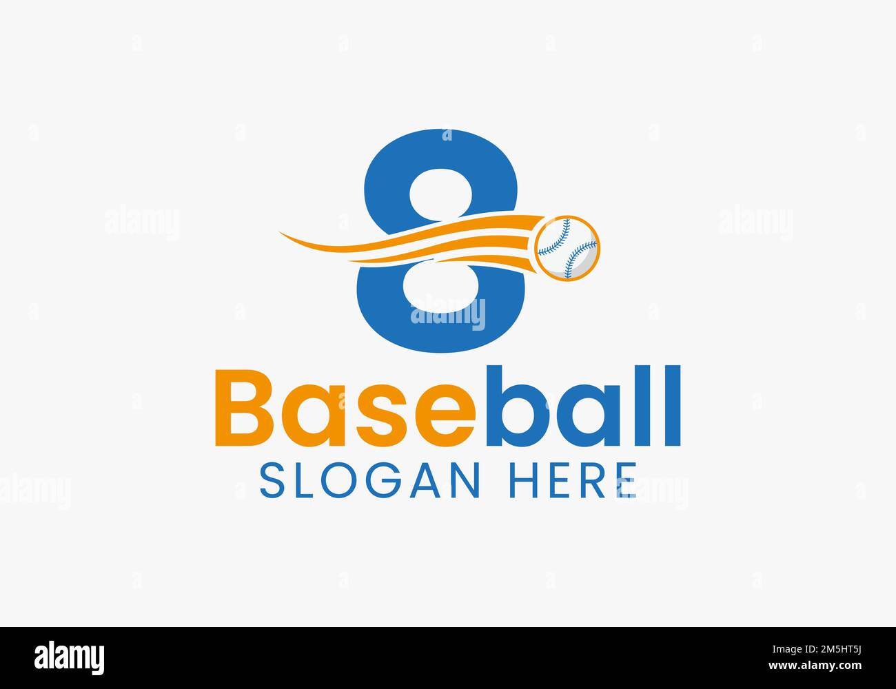 Concept de logo de base-ball Letter 8 avec modèle d'icône de base-ball mobile Illustration de Vecteur
