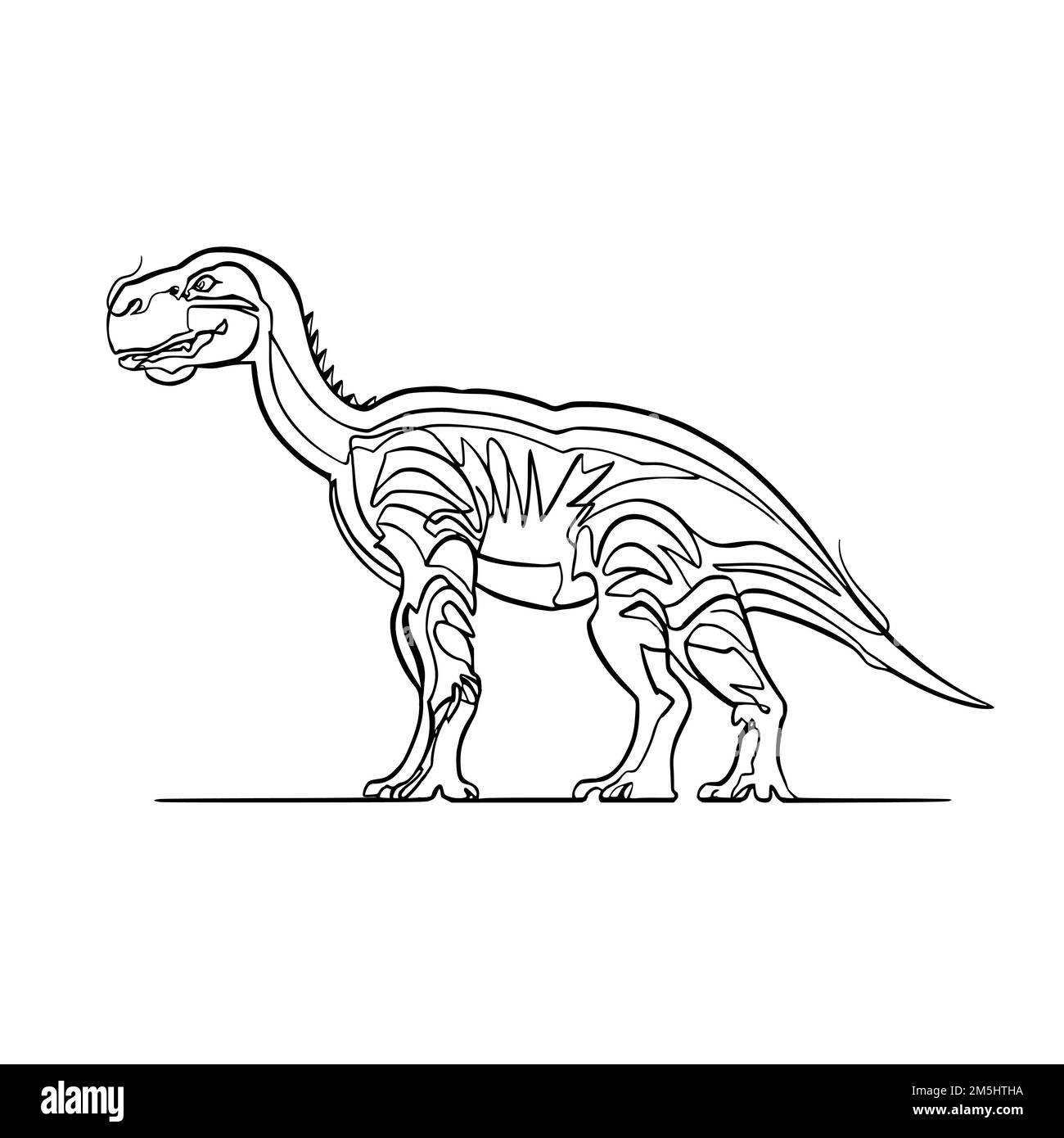 Dinosaure silhoutte, vecteur d'art de ligne minmaliste continu Illustration de Vecteur