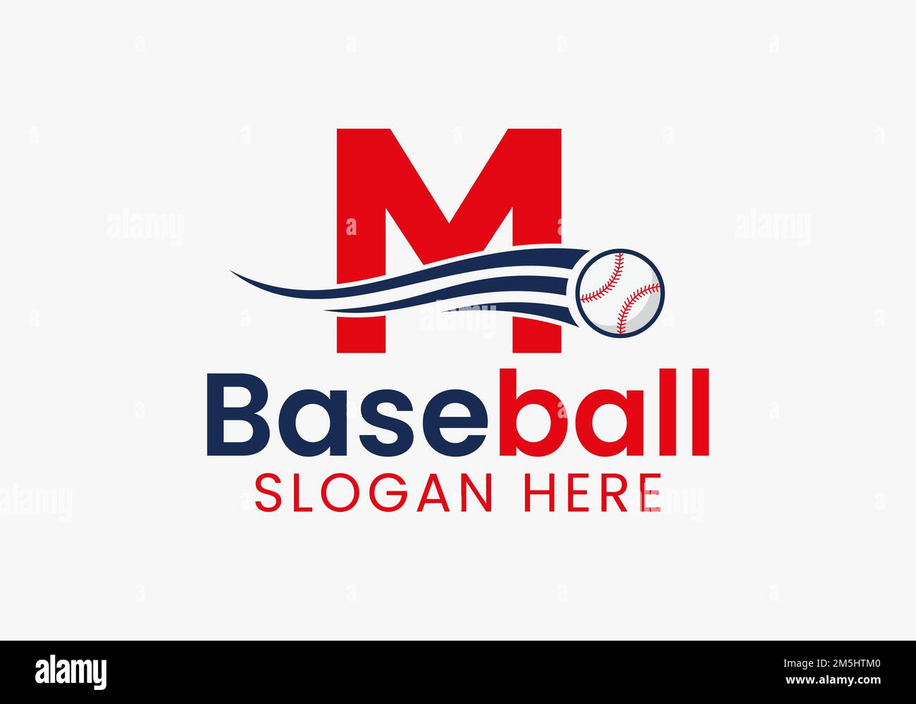 Concept de logo de base-ball lettre M avec modèle d'icône de base-ball mobile Illustration de Vecteur