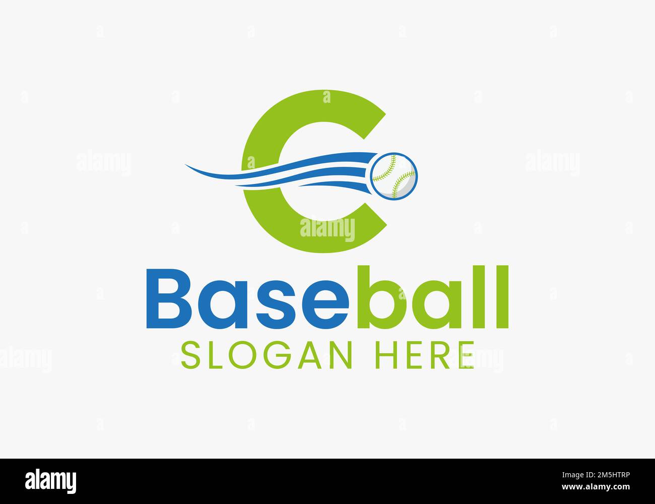 Concept de logo lettre C Baseball avec modèle d'icône Moving Baseball Illustration de Vecteur
