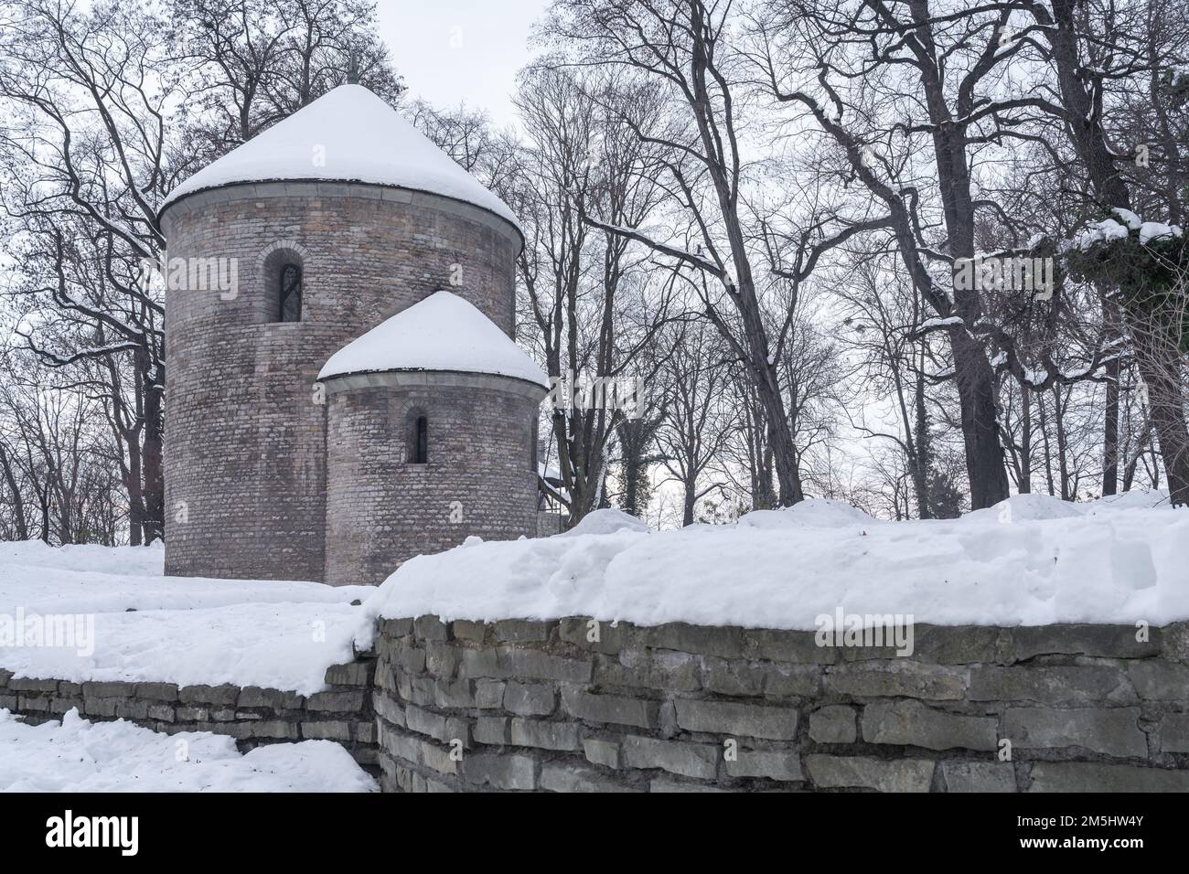 La rotonde de Saint Nicolas sur la colline du Château à Cieszyn, Pologne en hiver Banque D'Images