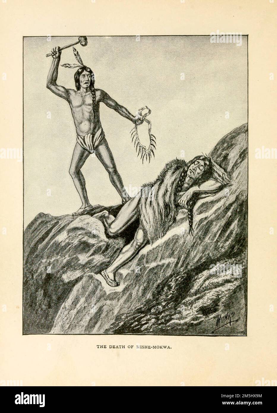 La mort de Mishe-Mokwa illustrée par Ella Booher, dans le livre Hiawatha The Indian from Longfellow's Song of Hiawatha de Henry Wadsworth Longfellow, 1807-1882; Banque D'Images