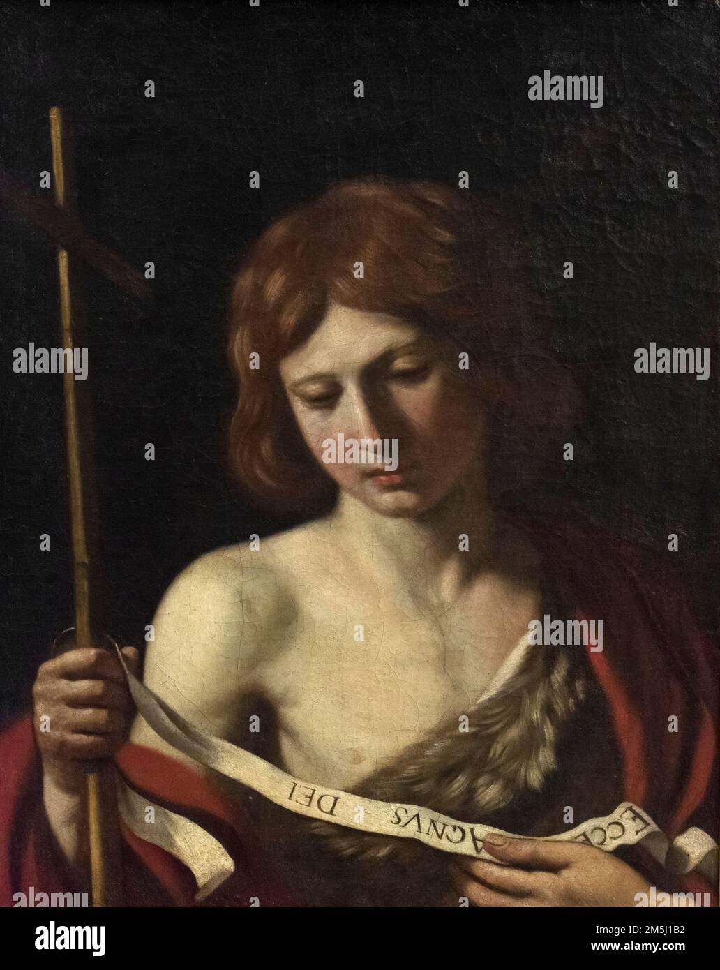 Guercino - Giovan Francesco Barbieri (1591-1666), St. Jean-Baptiste, ca. 1645. San Giovanni Battista. Musées Capitoline, Rome, Italie. Huile sur bidon Banque D'Images