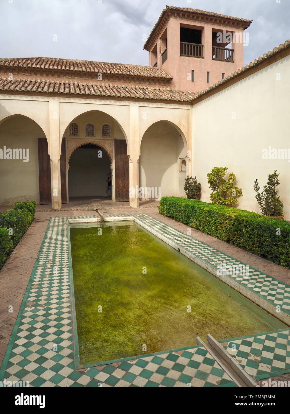 Cour de la piscine, patio de la Alberca, Alcazaba, Malaga, Espagne, Europe Banque D'Images