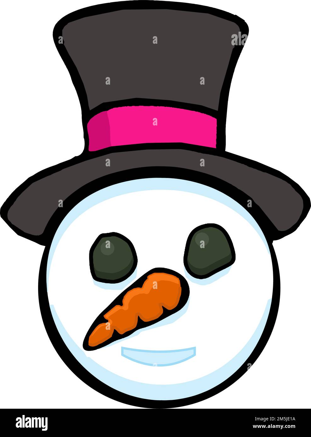 dessin animé visage bonhomme de neige avec chapeau haut Illustration de Vecteur