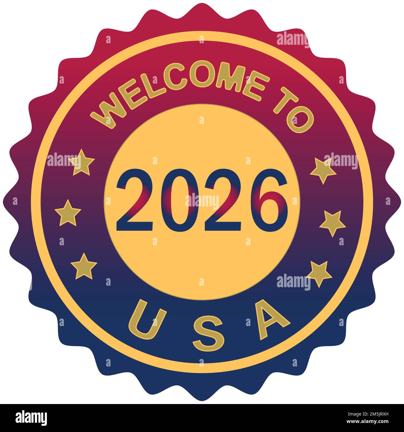 Bienvenue 2026 aux Etats-Unis dégradé coloré brosse design illustration vectorielle USA drapeau couleurs fond Bienvenue Timbre bienvenue invités coupe de football FIFA USA mer Illustration de Vecteur