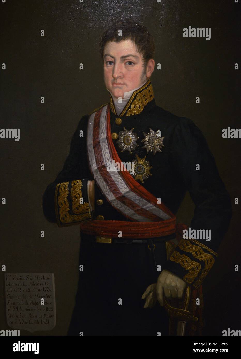 Jose Aymerich y Baras (1775-1841). Lieutenant général espagnol et secrétaire de guerre. Lieutenant général Jose Aymerich. Portrait anonyme, 1841. Huile sur toile. Musée de l'armée. Tolède, Espagne. Banque D'Images