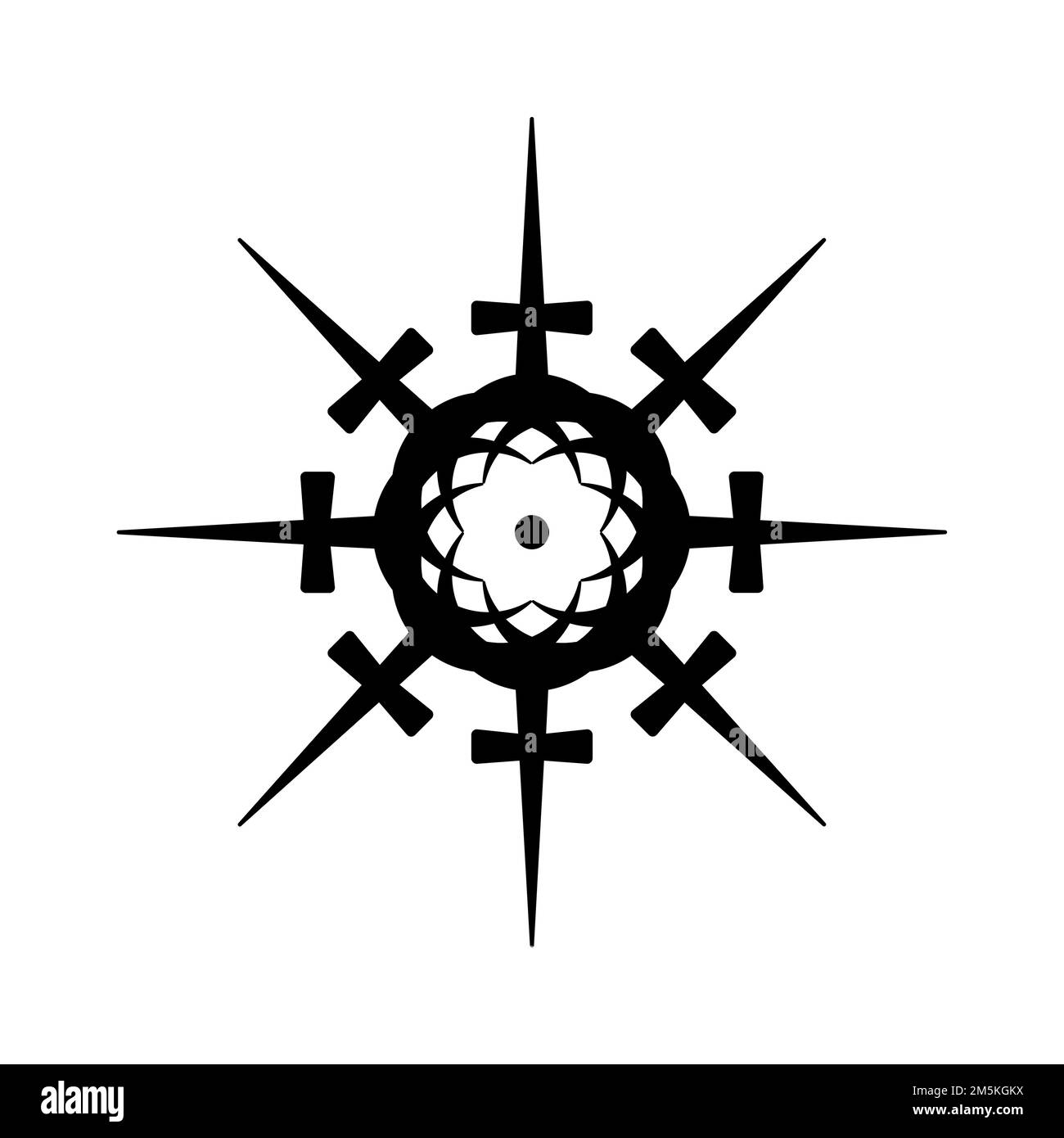 Croix mystique occulte, symbole mandala du chaos de la guerre. Géométrie sacrée maçonnique, signe de tatouage noir. Symbole religieux des guerriers Templiers. Vecteur Illustration de Vecteur