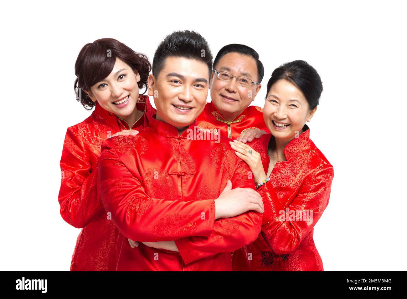 Bonne famille de vêtements chinois du nouvel an Banque D'Images