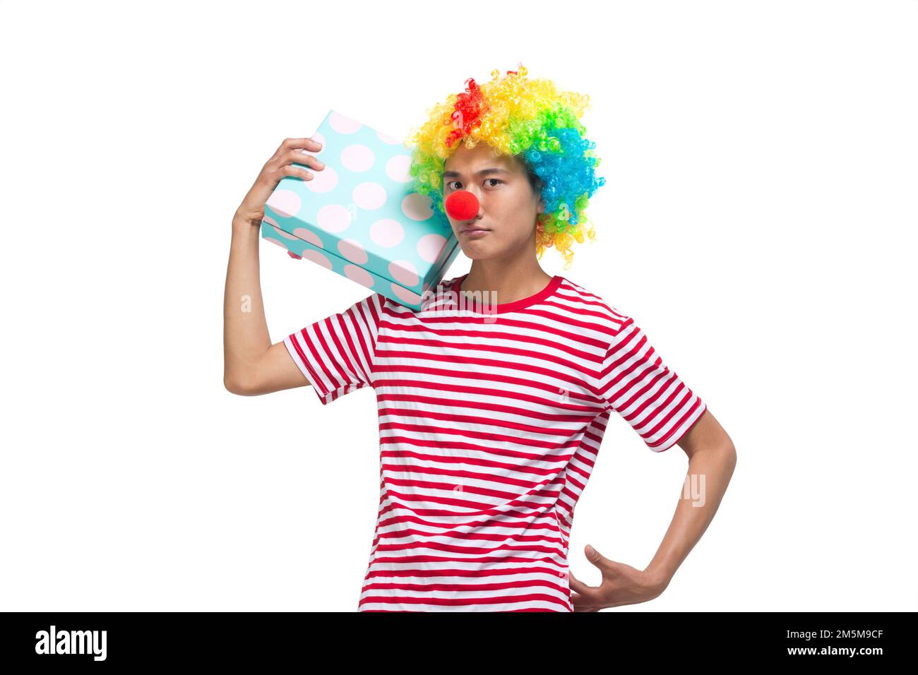 Shed film Happy Funny clown, boîte cadeau Banque D'Images