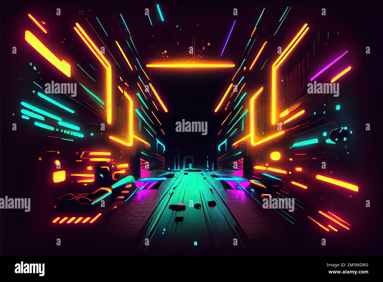 Illustration de l'IA générative de l'arrière-plan de jeu, style cyber punk  abstrait de fond d'écran de joueur, lumière néon de bâtons fluorescents  scifi. Numériquement g Photo Stock - Alamy