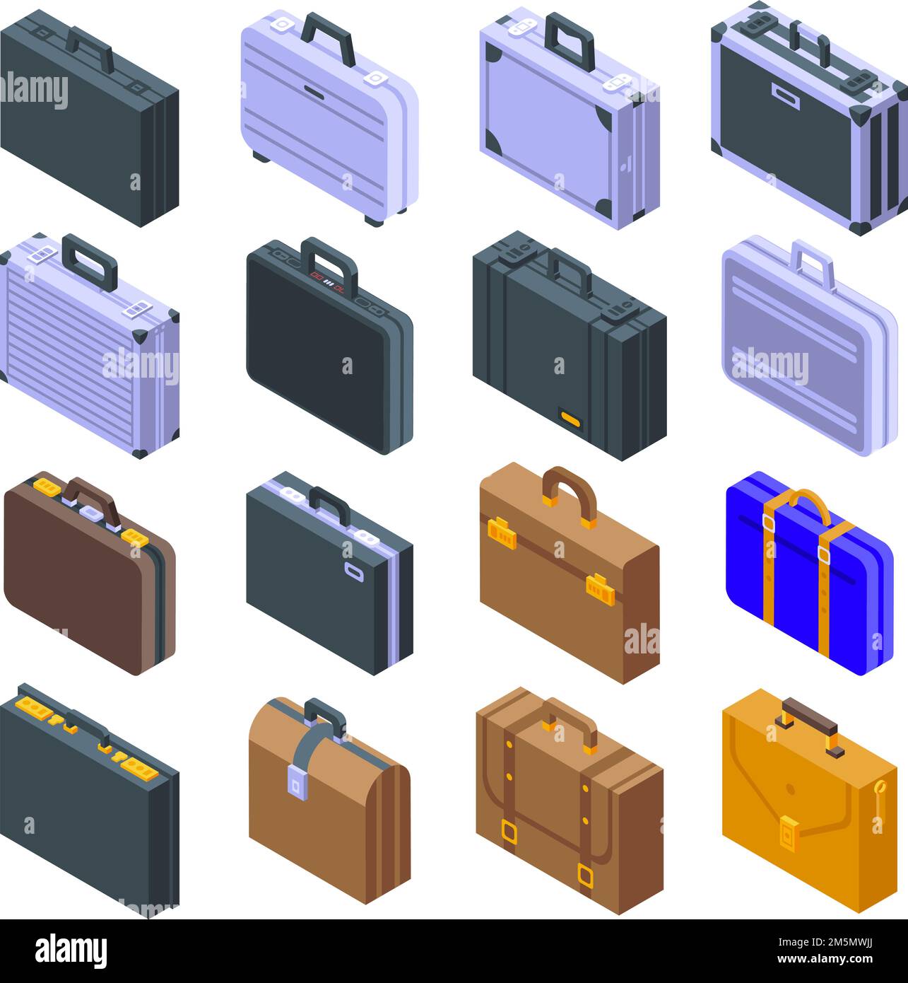 Ensemble d'icônes de porte-documents. Ensemble isométrique d'icônes vectorielles de porte-documents pour la conception Web isolée sur fond blanc Illustration de Vecteur