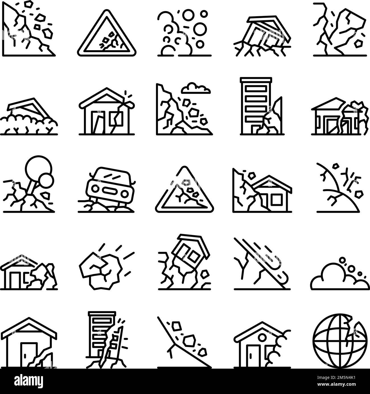 Icônes de glissement de terrain définies.Ensemble de contours d'icônes vectorielles de glissement de terrain pour la conception de sites Web isolés sur fond blanc Illustration de Vecteur