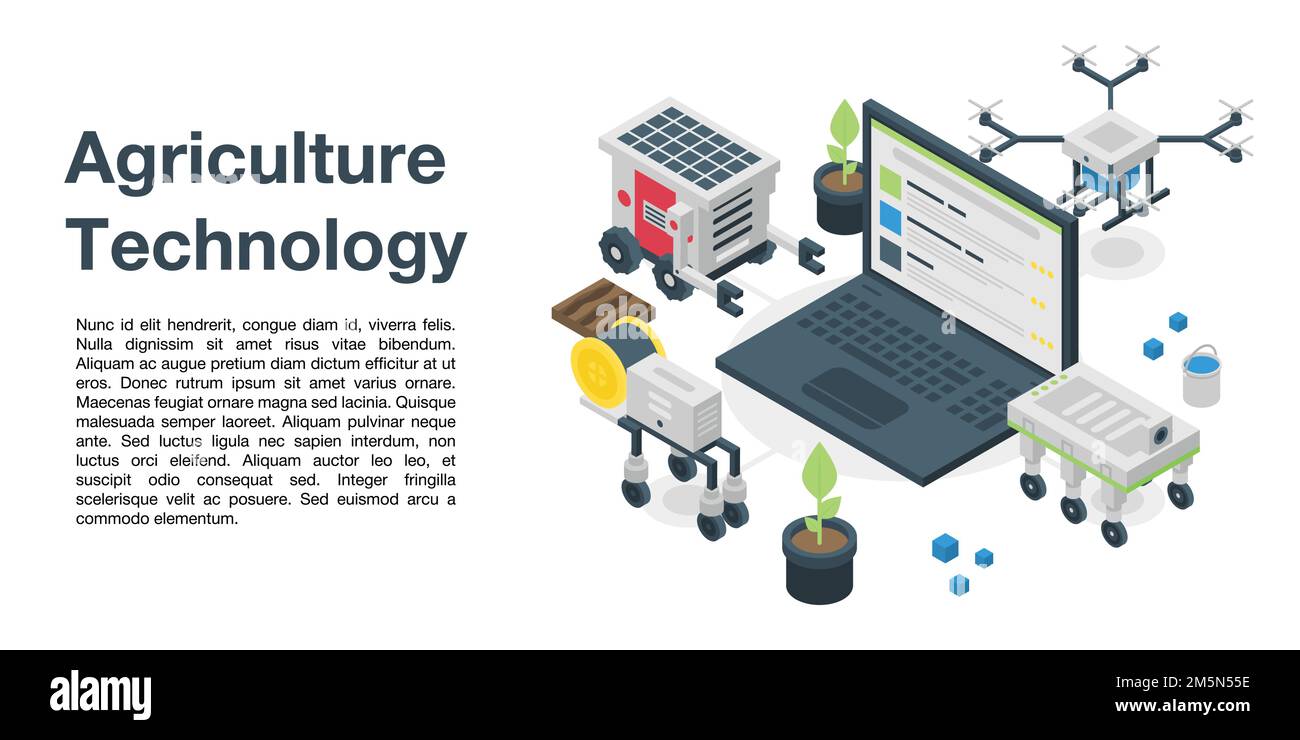 Bannière concept de technologie agricole.Illustration isométrique de la technologie agricole vecteur concept bannière pour la conception web Illustration de Vecteur