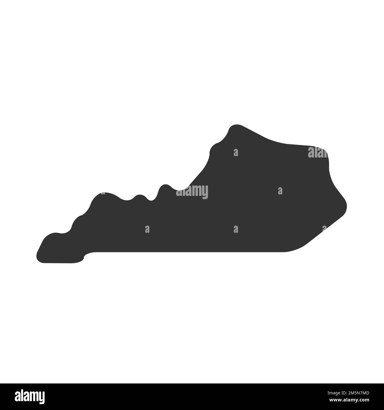 Etat du Kentucky des Etats-Unis d'Amérique, Etats-Unis. Carte de silhouette noire épaisse simplifiée avec coins arrondis. Illustration simple à vecteur plat Illustration de Vecteur