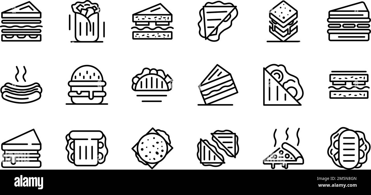 Ensemble d'icônes de la barre des sandwichs. Ensemble de contours des icônes vectorielles de la barre sandwich pour la conception de sites Web isolés sur fond blanc Illustration de Vecteur