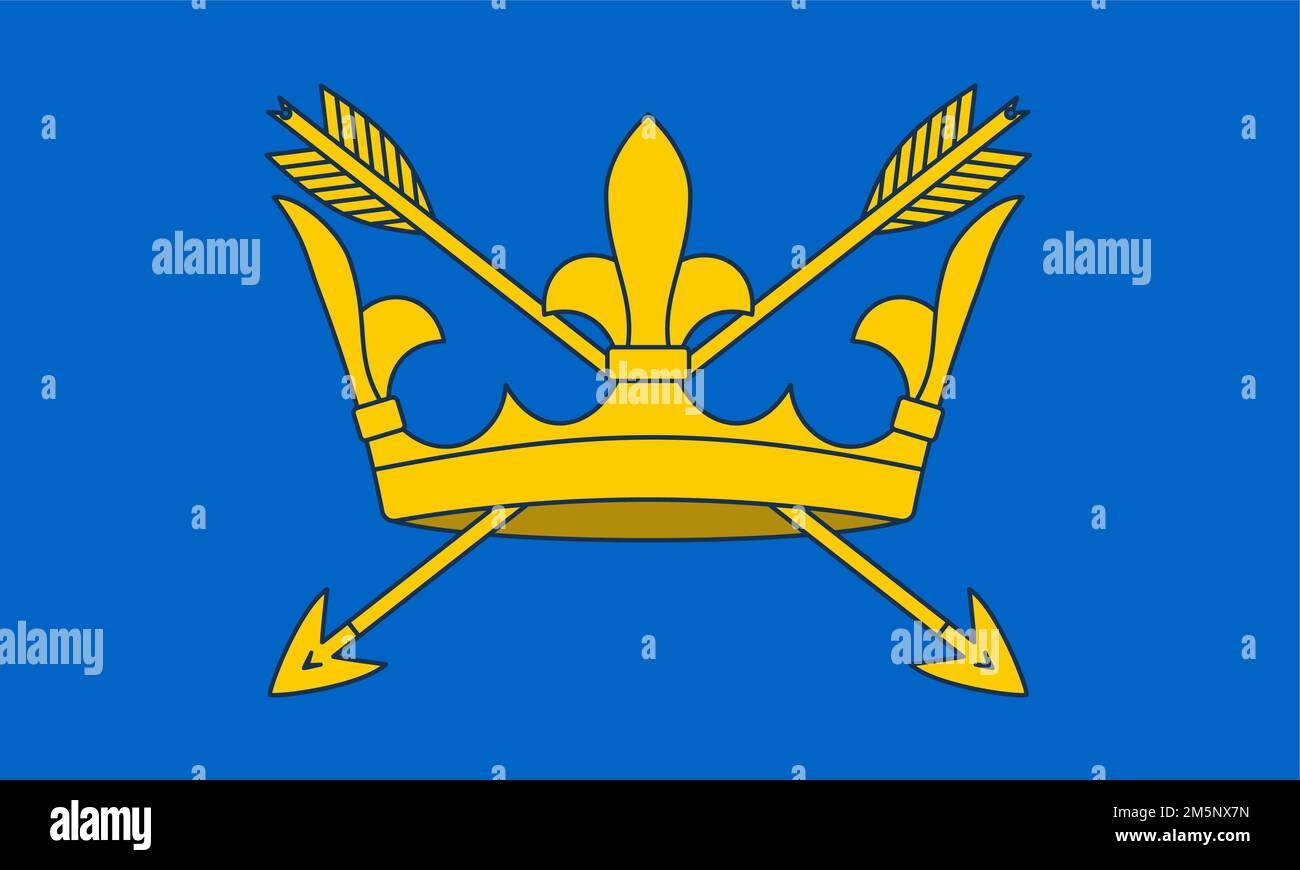 Drapeau du comté de Suffolk (Angleterre, Royaume-Uni de Grande-Bretagne et d'Irlande du Nord, royaume-uni) deux flèches d'or passant par une couronne d'or et Illustration de Vecteur