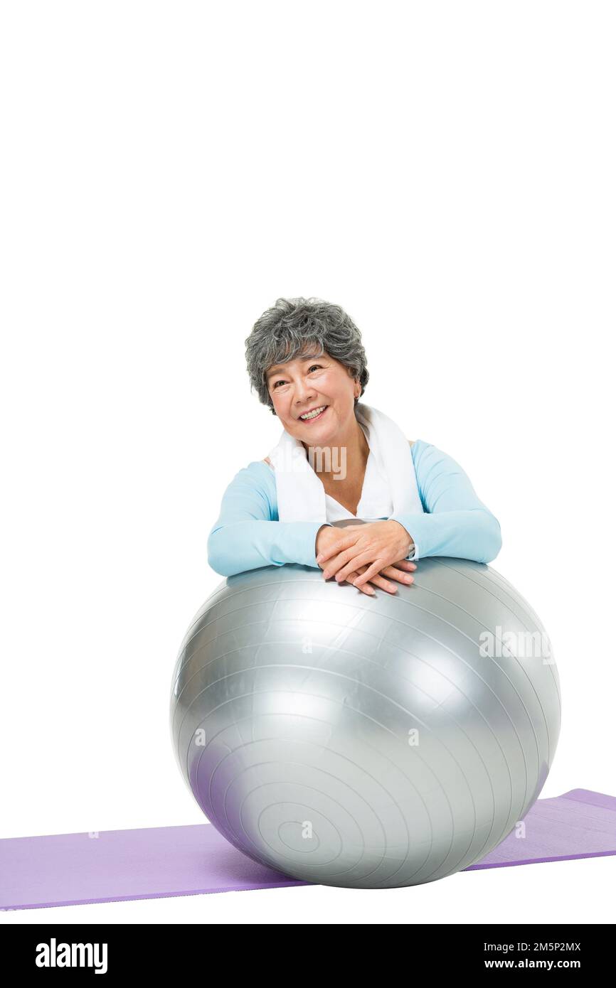 Les femmes plus âgées avec le ballon Banque D'Images