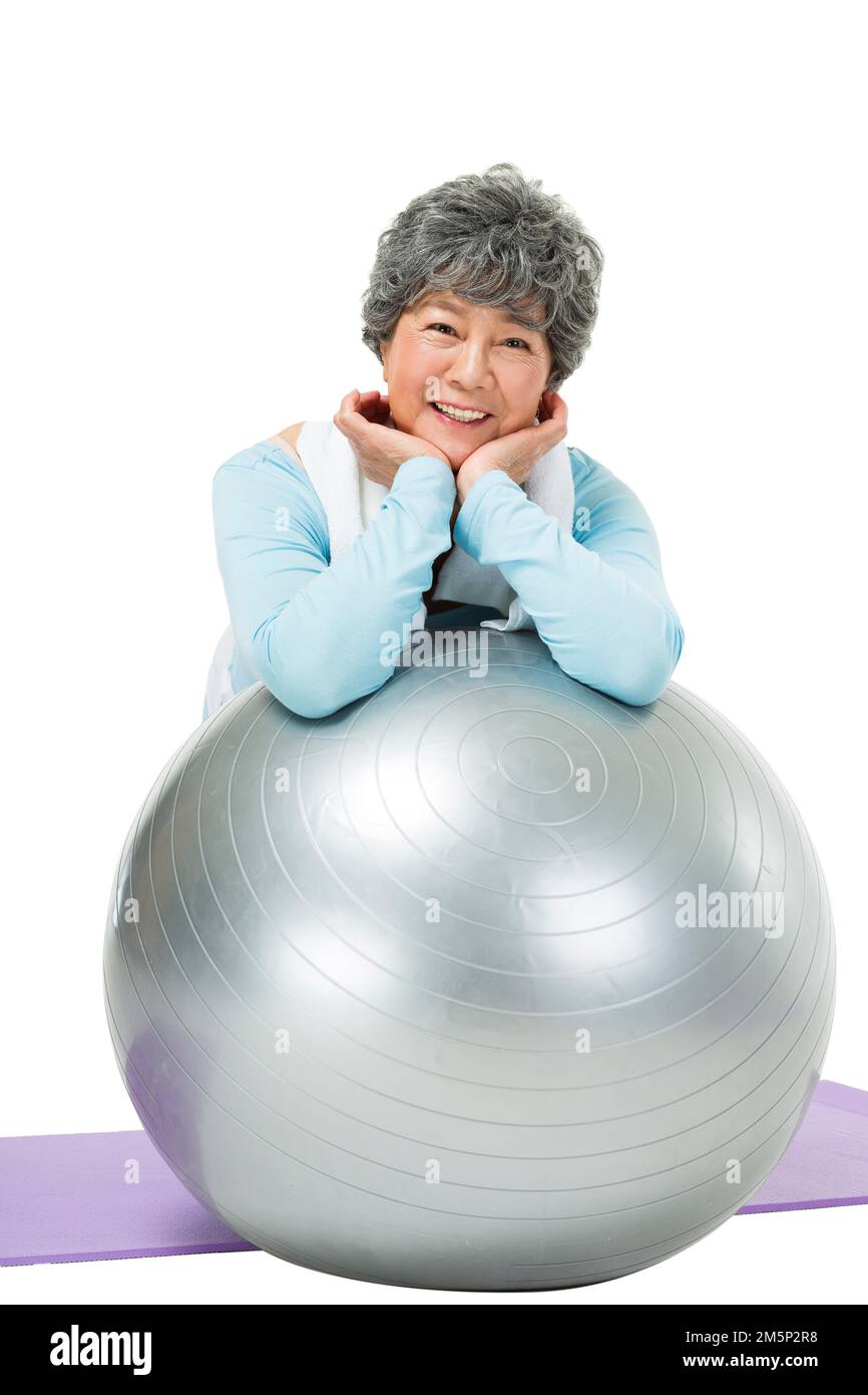 Les femmes plus âgées avec le ballon Banque D'Images