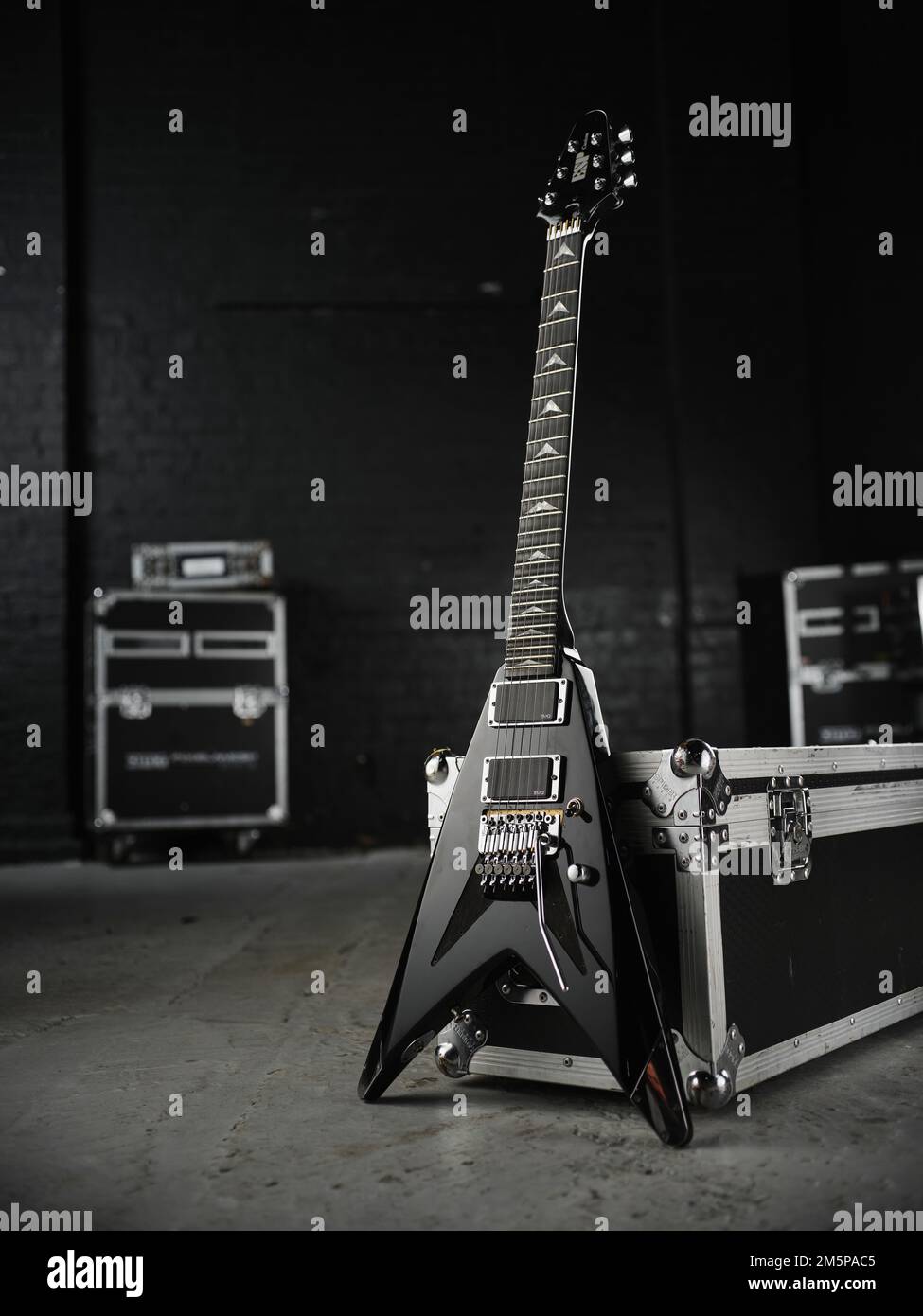 K.K. La guitare emblématique de Downing, photographiée à KK's Steel Mill, Woverhampton. Banque D'Images