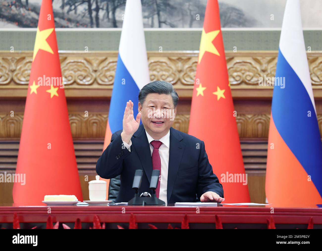 Pékin, Chine. 30th décembre 2022. Le président chinois Xi Jinping rencontre le président russe Vladimir Poutine par liaison vidéo à Pékin, capitale de la Chine, le 30 décembre 2022. Credit: Yao Dawei/Xinhua/Alay Live News Banque D'Images