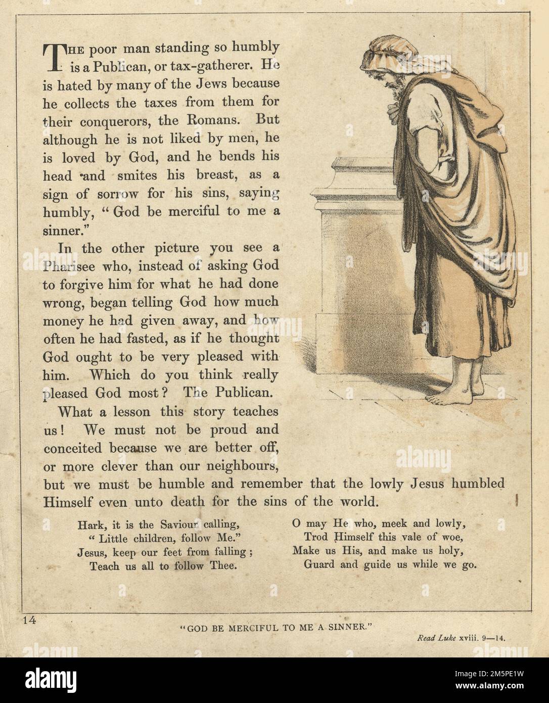Vintage illustration Dieu ne miséricordieux pour moi un pécheur, ancien collectionneur d'impôt juif Banque D'Images
