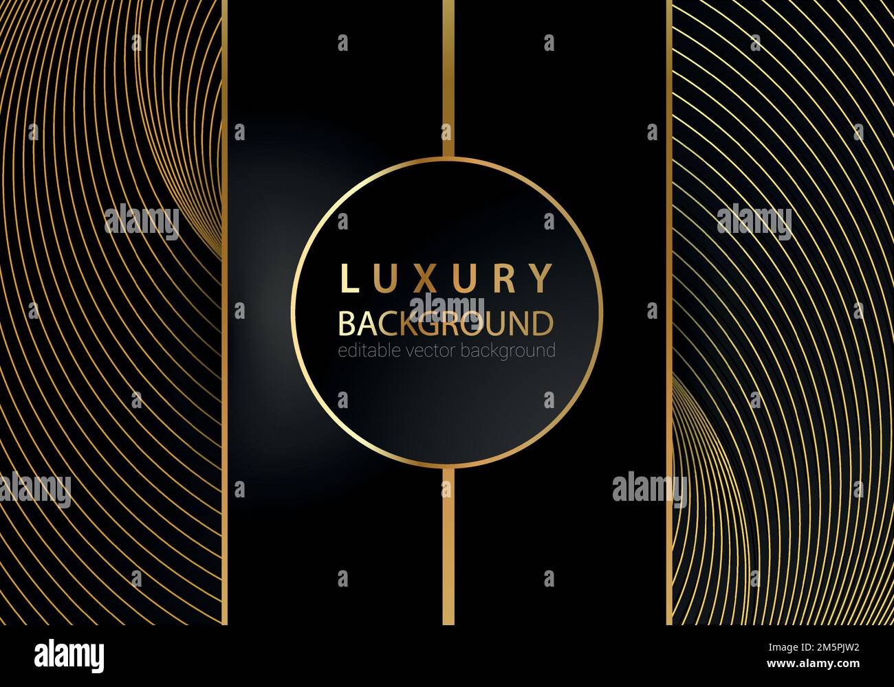 Arrière-plan de luxe abstrait noir et or lignes. Illustration de Vecteur