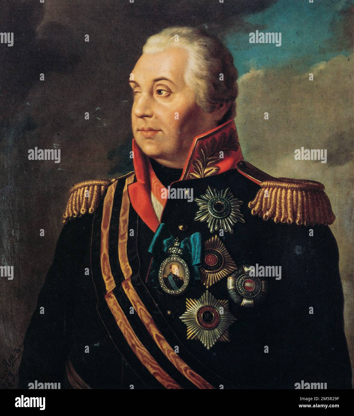 Peinture de l'artiste russe Roman Volkov, Portrait du prince Mikhail Golenishchev Kutuzov. Kutuzov était maréchal de l'Empire russe. Il a servi comme mi Banque D'Images