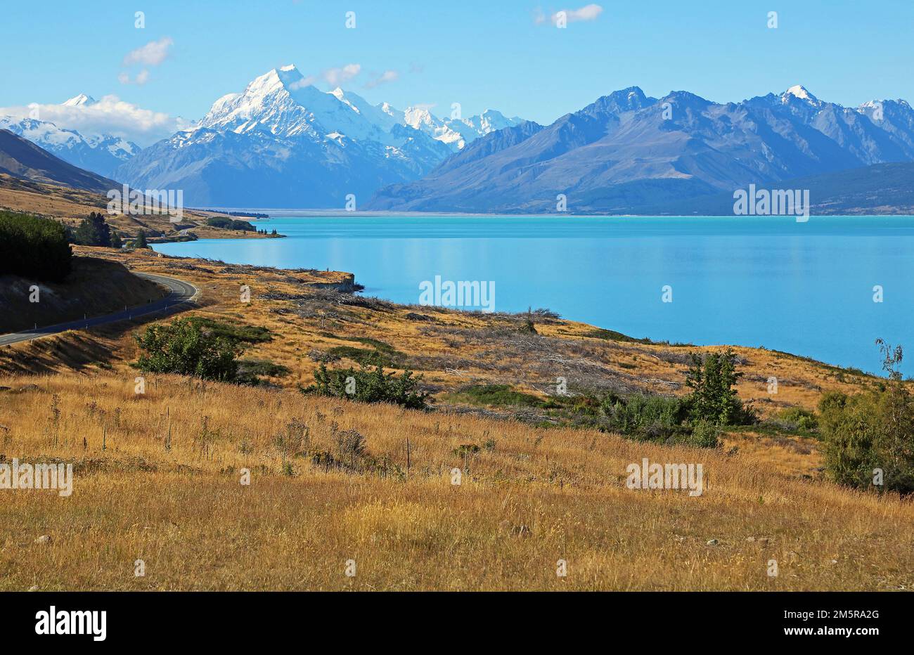 Colline sur le lac Pukaki - Nouvelle-Zélande Banque D'Images