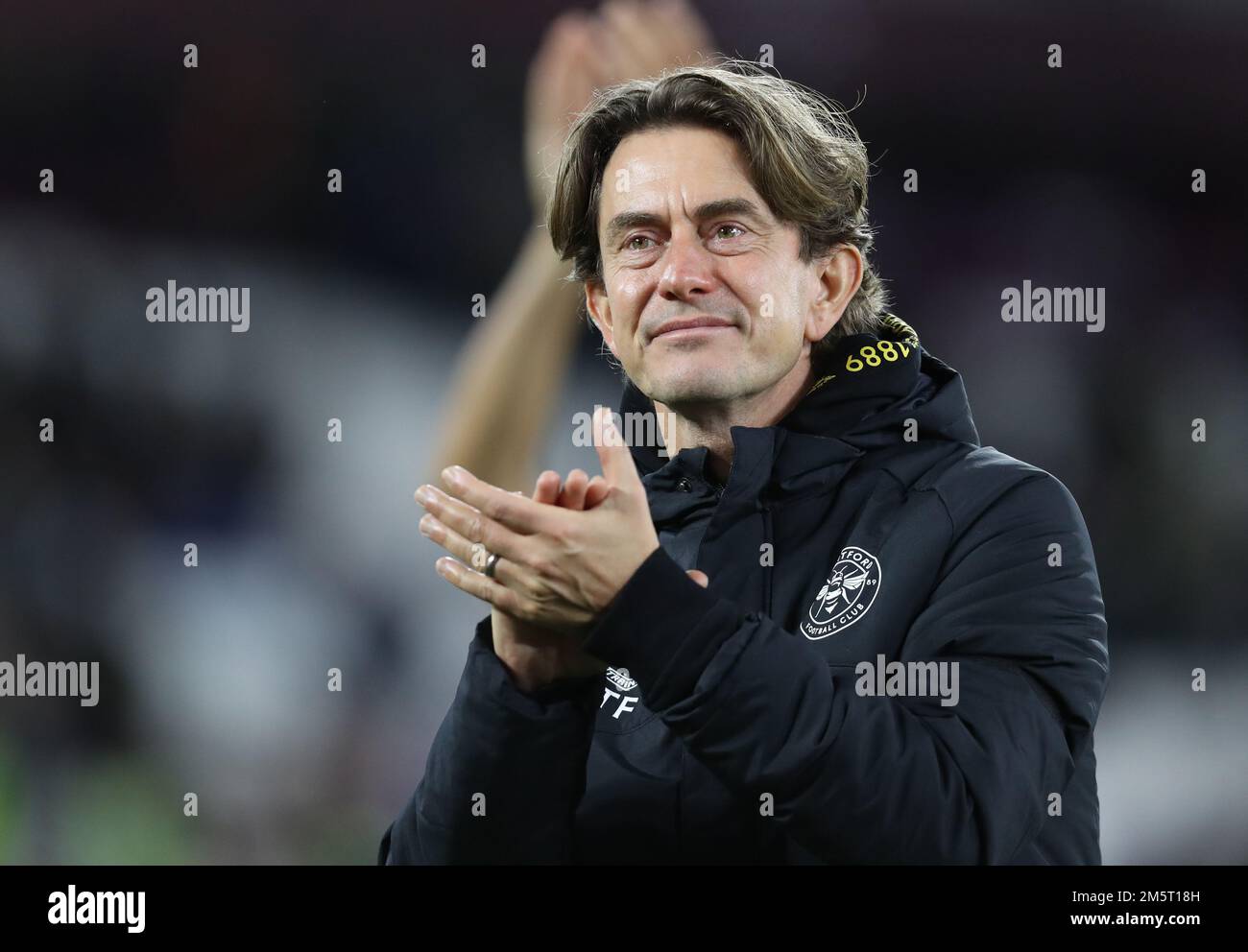 Londres, Angleterre, 30th décembre 2022. Thomas Frank, directeur de Brentford célèbre après le match de la Premier League au London Stadium, Londres. Crédit photo à lire: Paul Terry / Sportimage crédit: Sportimage / Alay Live News Banque D'Images