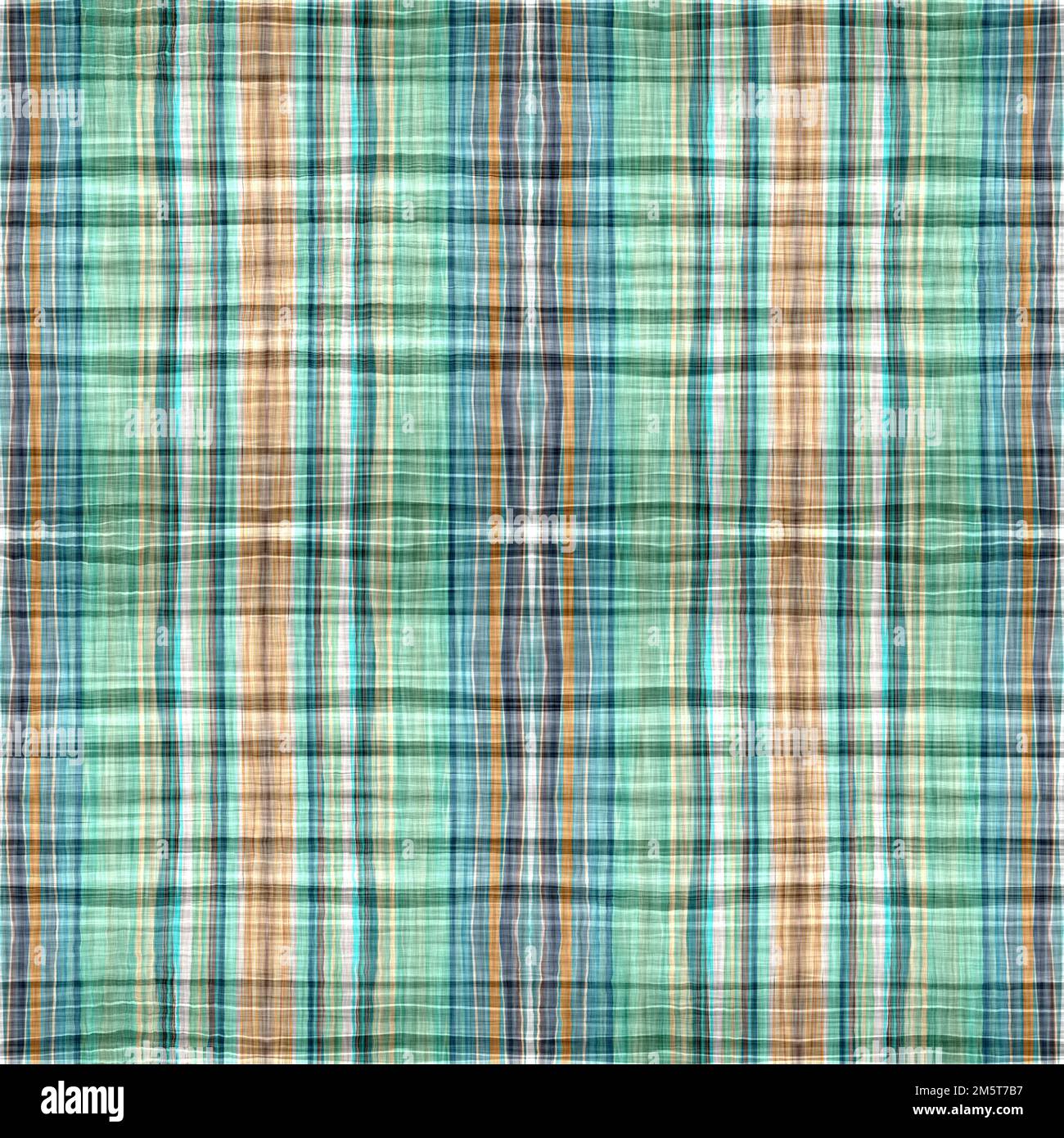 Carrelage en tissu à carreaux de la maison de plage côtière rustique sarcelle. Nuance de répétition de Vichy en tissu flanelle sans couture. Banque D'Images