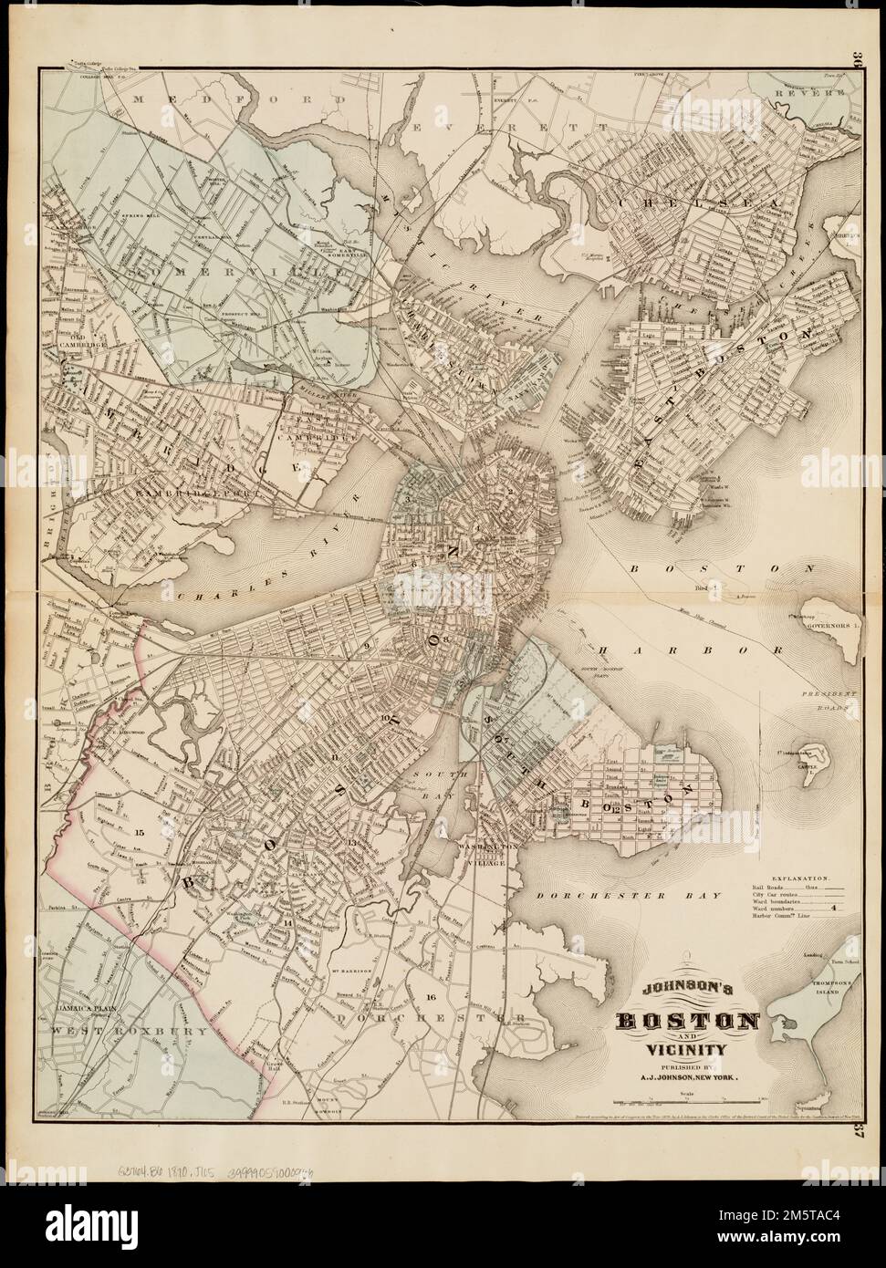 Boston et ses environs. Chiffres 36 et 37 dans la marge de droite... Johnson's Boston et ses environs. Johnson's Boston et ses environs, Massachusetts , Suffolk , comté , Boston Banque D'Images