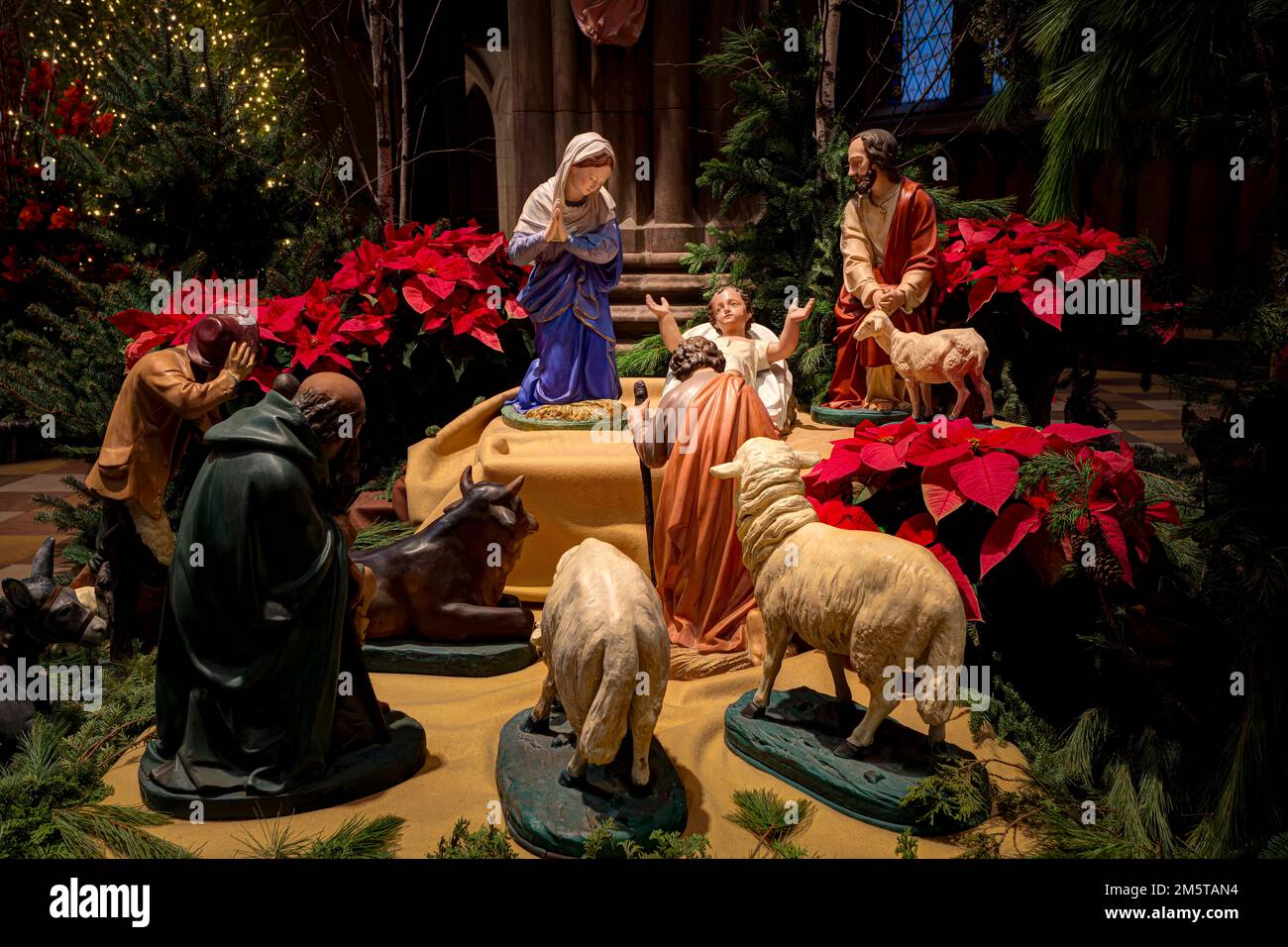 Scène de la Nativité à l'intérieur de Trinity Church à New York Banque D'Images