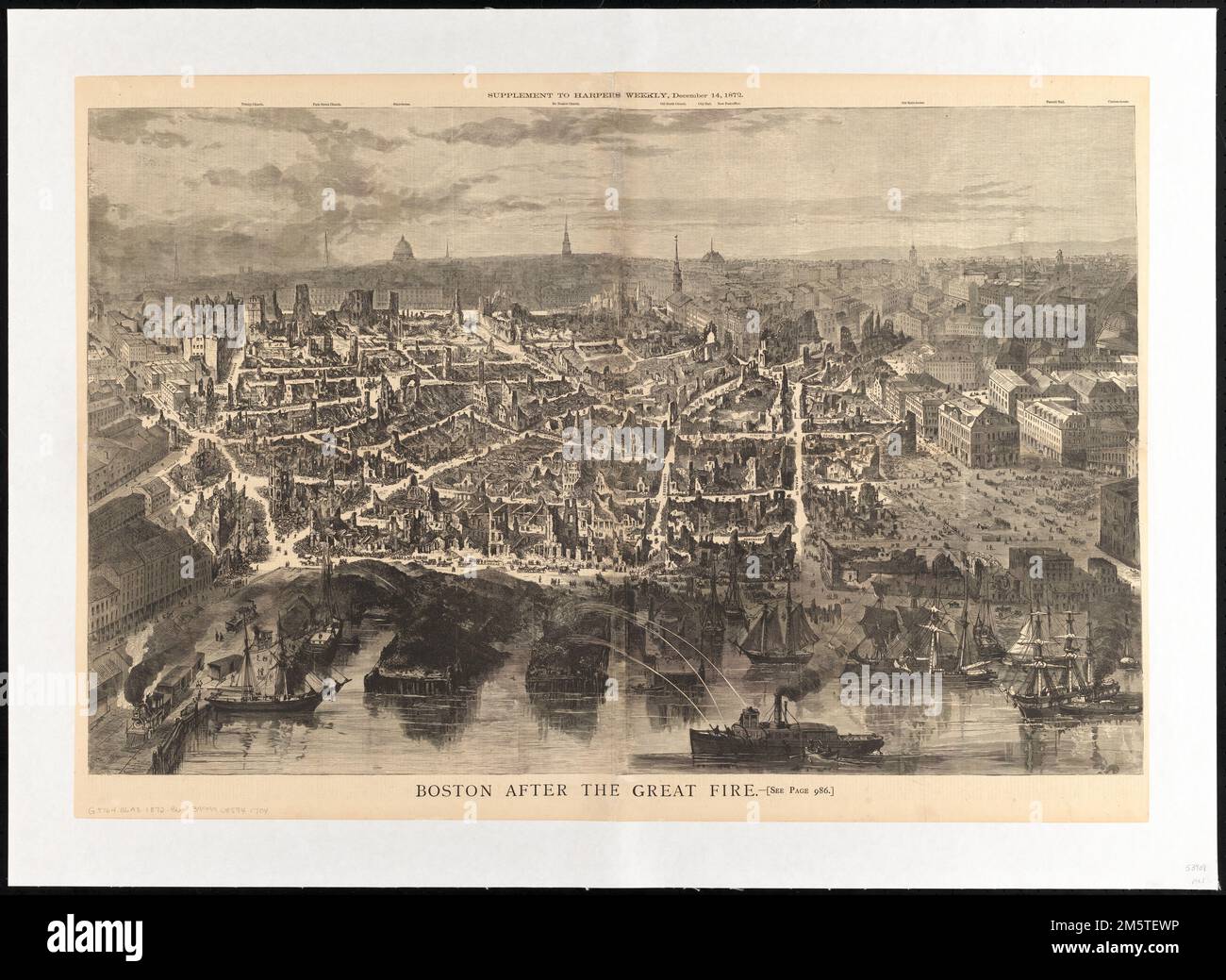 Boston après le grand feu. Vue plongeante. Apparaît dans le supplément de Harper's Weekly, 14 décembre 1872.... , Massachusetts , Suffolk , comté , Boston Banque D'Images