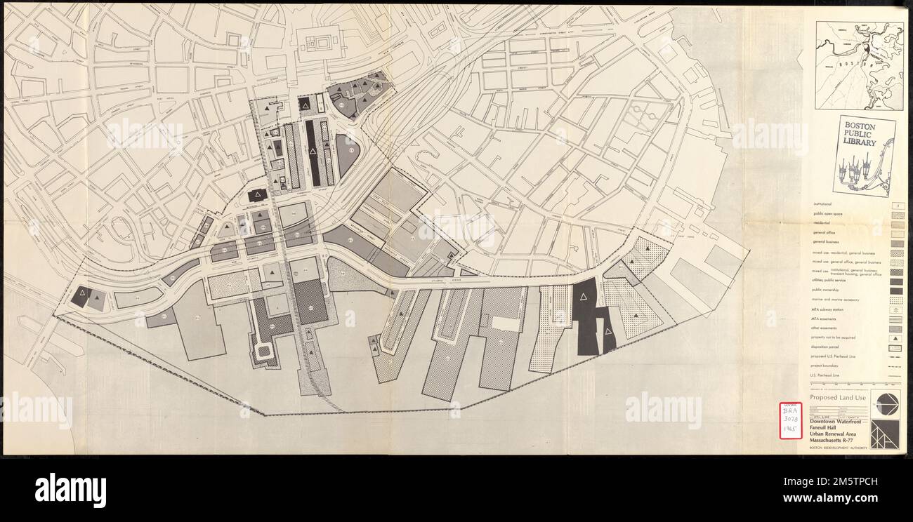 Centre-ville Waterfront-Faneuil Hall zone de renouvellement urbain Massachusetts R-77 : utilisation des terres proposée. Décrit l'utilisation des terres proposée... , Massachusetts , Suffolk , comté , Boston Banque D'Images