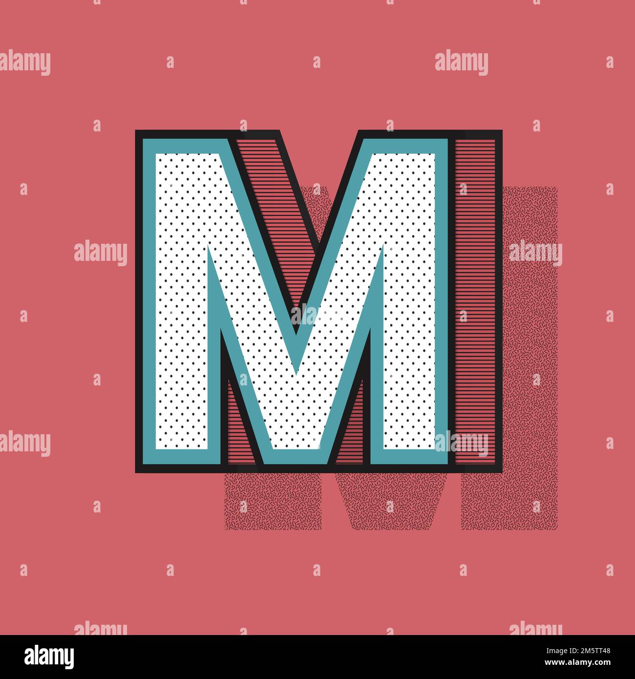 Vecteur de typographie à effet demi-ton lettre M 3D Image Vectorielle Stock  - Alamy