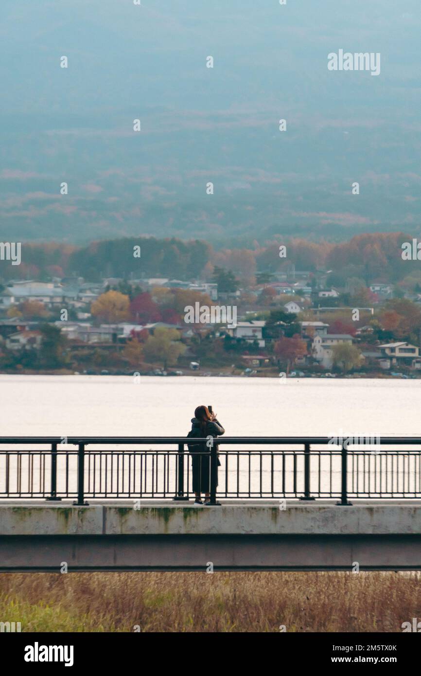 Vue panoramique sur le lac Kawaguchi Banque D'Images
