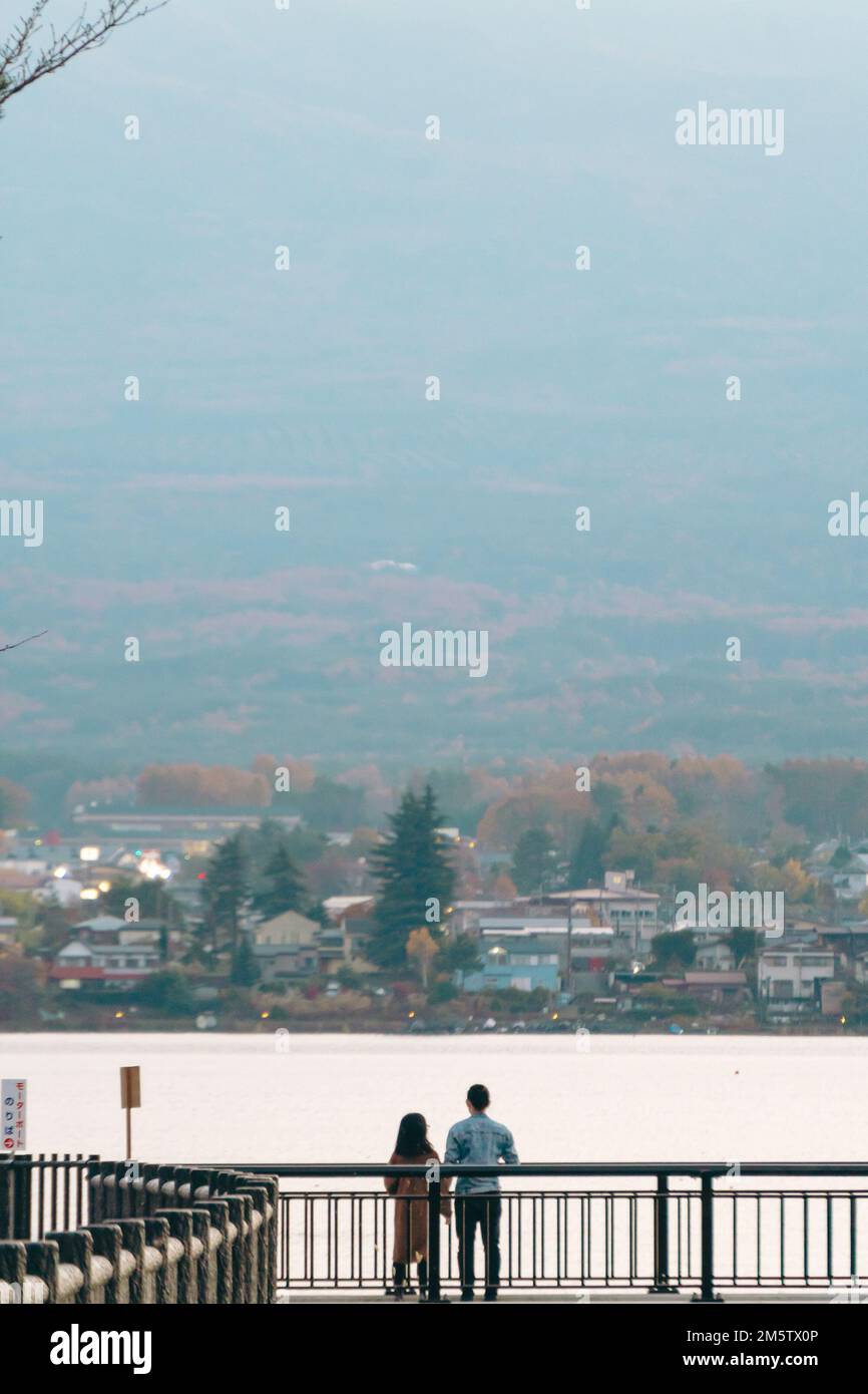 Vue panoramique sur le lac Kawaguchi Banque D'Images
