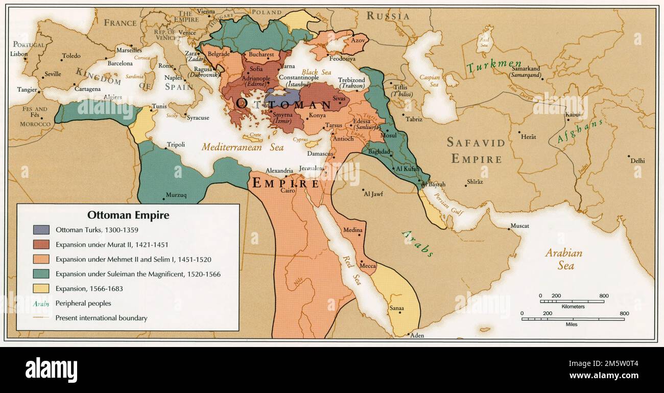 Empire ottoman. Publié aux États-Unis « Atlas du Moyen-Orient » de la Central Intelligence Agency (Washington, D.C., janvier 1993) , Moyen-Orient , région Mer méditerranée Banque D'Images