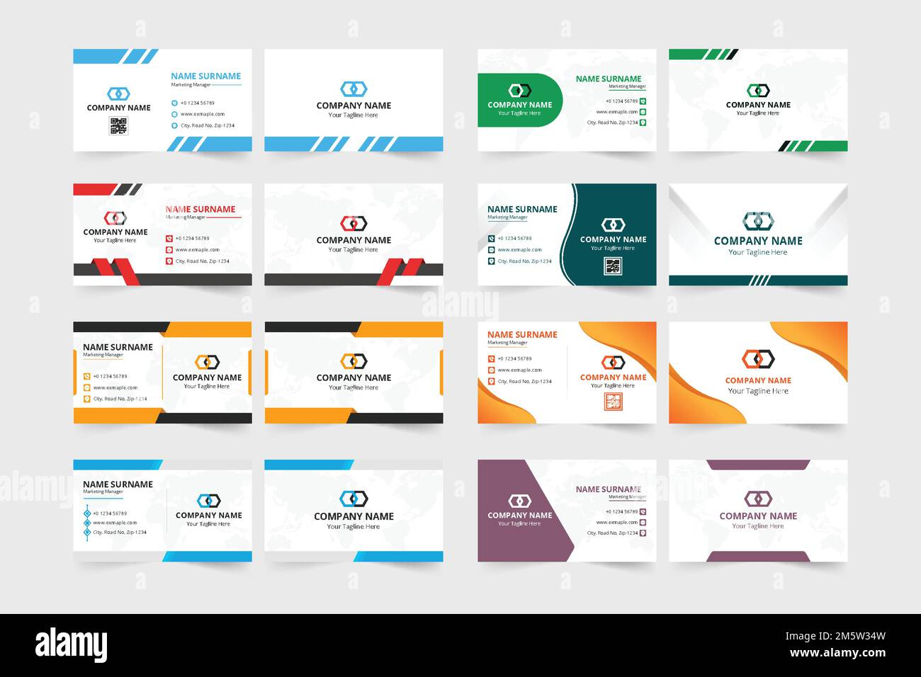 Collecte de cartes d'identité d'entreprise pour les employés. Ensemble de cartes de visite moderne aux couleurs bleue et dorée. Jeu de cartes de visite professionnelles desig Illustration de Vecteur
