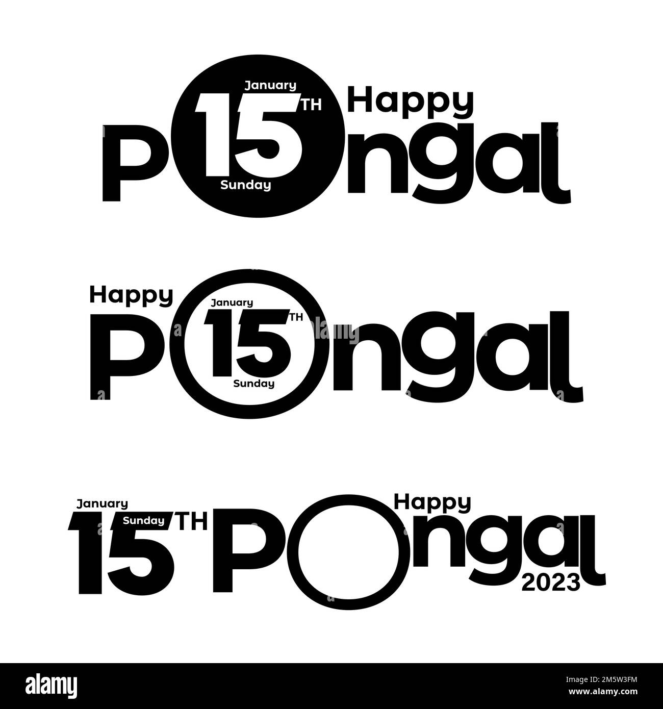 Ensemble de typographie de texte Pongal heureux - Illustration vectorielle Illustration de Vecteur