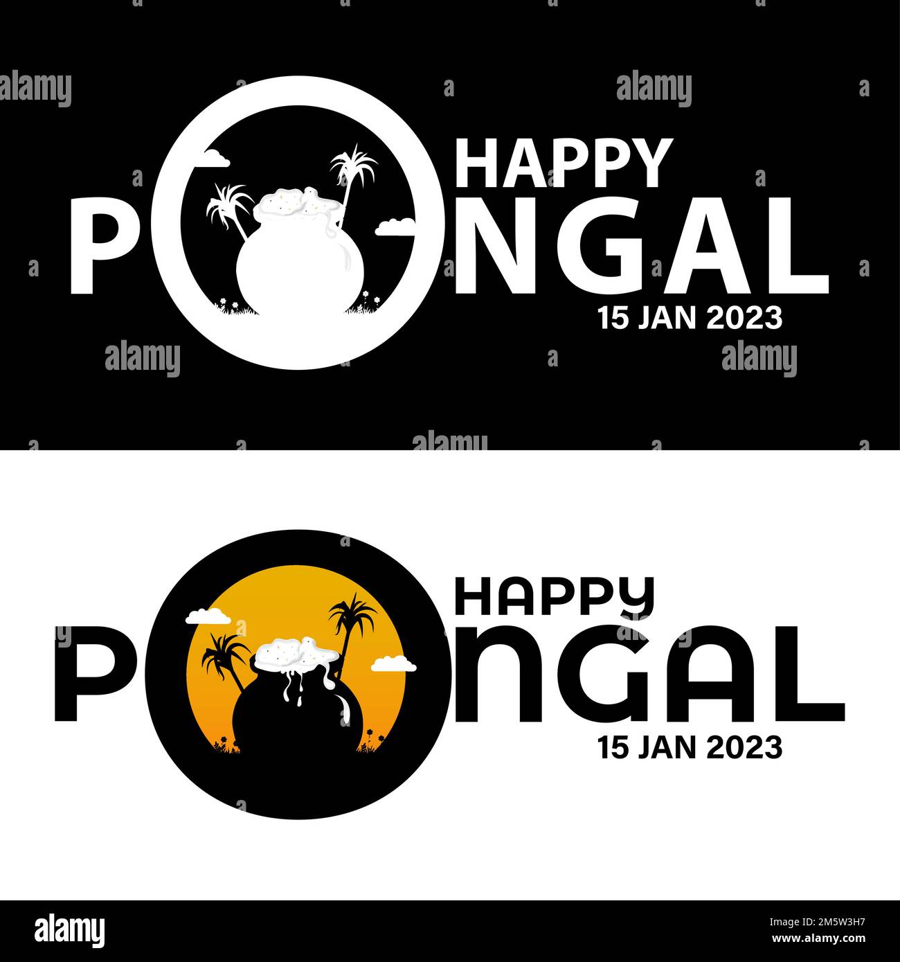Illustration vectorielle du modèle Happy Pongal Design - ensemble de typographie de texte Happy Pongal Illustration de Vecteur