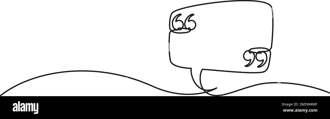 dessin continu d'une seule ligne de bulle vocale avec guillemets, illustration vectorielle de dessin au trait Illustration de Vecteur