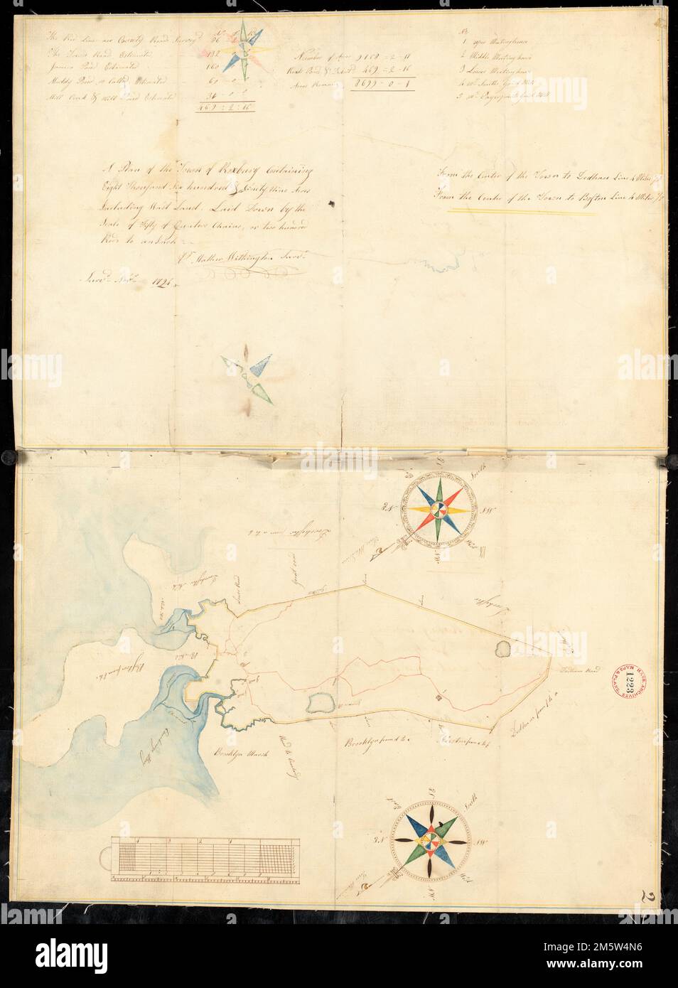 Plan de Roxbury, fait par Mather Withington, en date du 1794 novembre..... , Massachusetts , Suffolk , Comté , Boston , Roxbury Banque D'Images