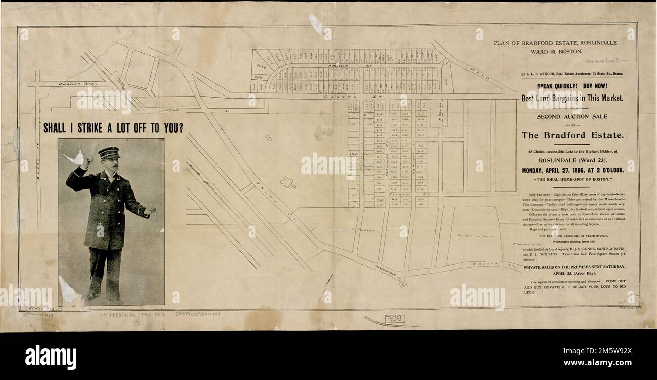 Plan of Bradford Estate, Roslindale, quartier 23, Boston , Massachusetts , Suffolk , Comté , Boston , Roslindale Banque D'Images