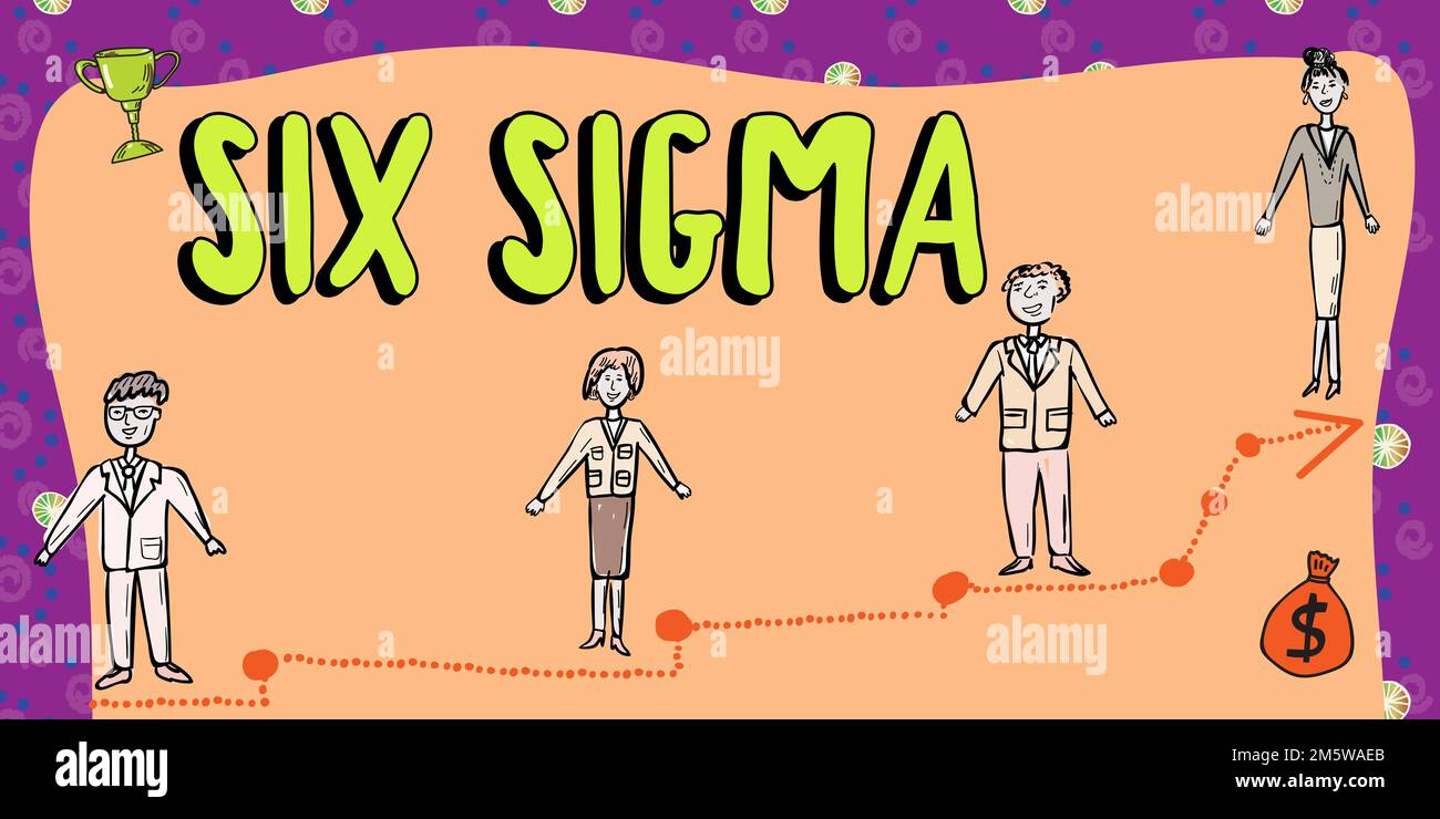 Légende de texte présentant six Sigma. Techniques conceptuelles de gestion de photos pour améliorer les processus d'affaires Banque D'Images