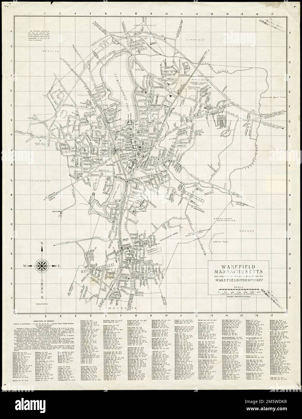 Wakefield, Massachusetts. La carte représente toute la ville de