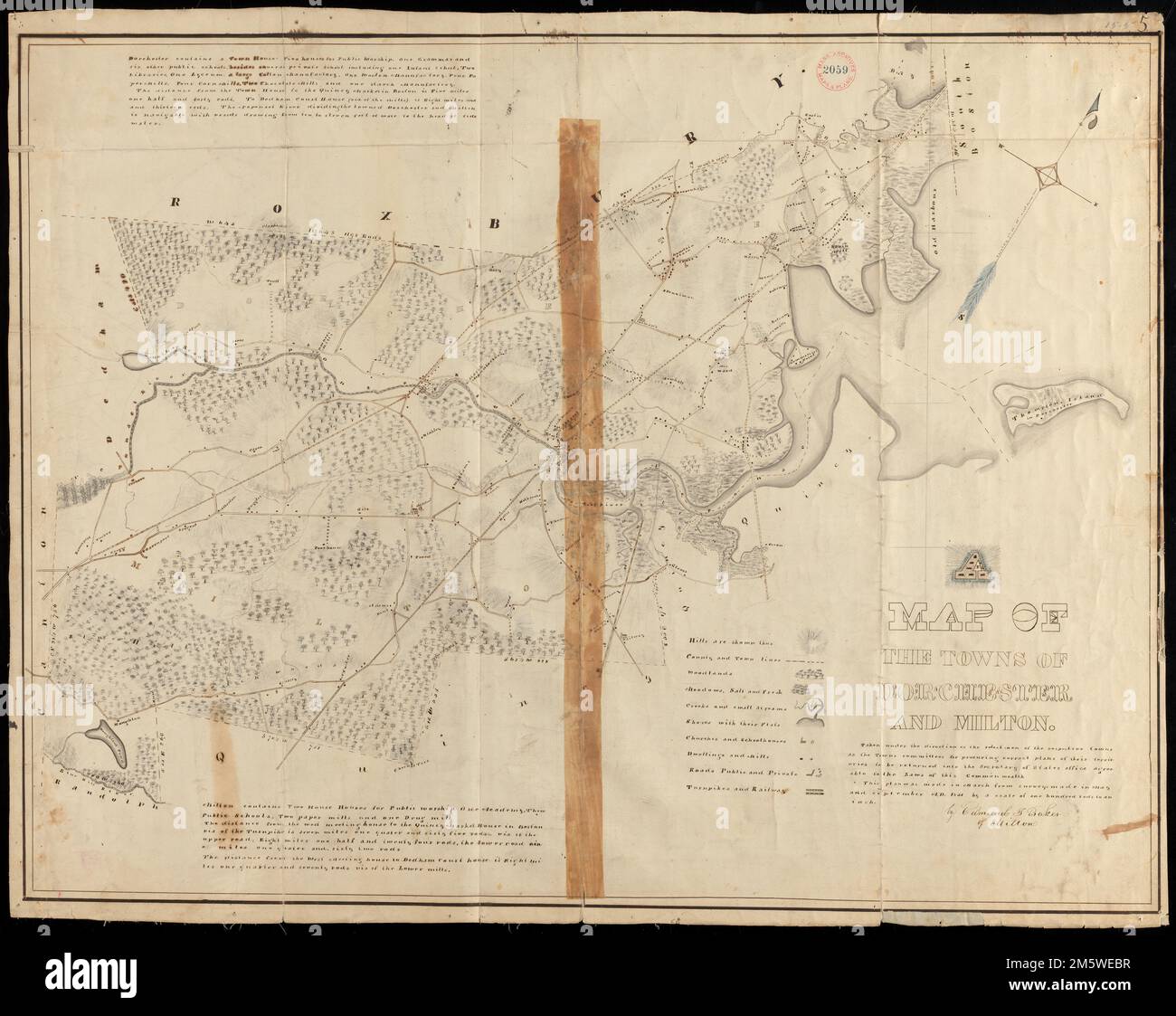 Plan de Dorchester et Milton, réalisé par Edmund T. Baker, en septembre 1831 , Massachusetts , Suffolk ,Comté , Boston , Dorchester Massachusetts , Hampshire , comté , Milton Banque D'Images